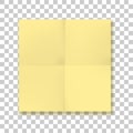 Folded square yellow Paper Sheet