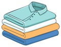 Folded Stack of Colored Clothing Illustration: Shirt, Towels, Laundry, Neat Pile Royalty Free Stock Photo