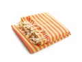 Folded striped beach towel isolated on white Royalty Free Stock Photo