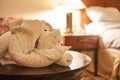 Folded towel as animal at bed time Royalty Free Stock Photo