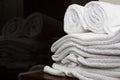 Folded towels in the hotel bathroom Royalty Free Stock Photo