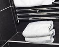 Folded Towels In Hotel Bathroom Royalty Free Stock Photo