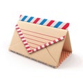 **Title:** Airmail Envelope Mockup: Vintage Style Kraft Paper Letter with Red and Blue Stripes for Royalty Free Stock Photo
