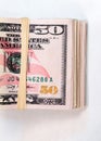 Folded Wad Fifty Dollar Bills American Money Cash Tender Royalty Free Stock Photo