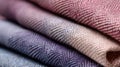 Folded Wool Herringbone Fabric Stack Close-up Royalty Free Stock Photo