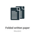 Folded written paper vector icon on white background. Flat vector folded written paper icon symbol sign from modern education