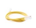 Folded yellow ethernet cable isolated Royalty Free Stock Photo