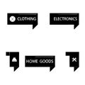 Black Speech Bubble Category Labels Vector â Clothing, Electronics, Home Goods Icons for UI & Ecommerce Design Royalty Free Stock Photo