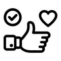 Thumbs Up, Heart, and Checkmark Icons â Black Vector Social Media Like and Approval Symbols for UI, Apps, and Web Royalty Free Stock Photo