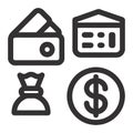Minimalist Finance Icon Set â Wallet, Credit Card, Dollar Royalty Free Stock Photo