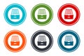 Folder archive cabinet icon flat vector illustration design round buttons collection 6 concept colorful frame simple circle set Royalty Free Stock Photo