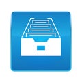 Folder archive cabinet icon shiny blue square button