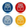 Folder archive cabinet icon trendy flat round buttons set illustration design Royalty Free Stock Photo