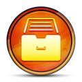 Folder archive cabinet icon shiny bright orange round button illustration