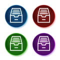 Folder archive cabinet icon shiny round buttons set illustration