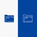 Folder, Archive, Computer, Document, Empty, File, Storage Line and Glyph Solid icon Blue banner Line and Glyph Solid icon Blue Royalty Free Stock Photo