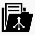 Folder and arrow icon. Updating files, documents