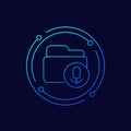 folder with audio records icon, linear design Royalty Free Stock Photo