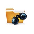 Folder and binoculars icon; search concept on white