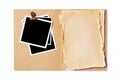 Folder with blank old yellowed paper and mockup for vintage photo Royalty Free Stock Photo