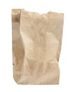 Folder brown paper bag isolated on white background. Recycled paper shopping bag on white background