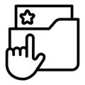 Folder with case profile line icon, info tech concept. Vector graphics. Data folder with document and hand pointer, data Royalty Free Stock Photo