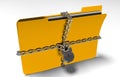 Folder with chain and padlock, hidden data, security, 3d render Royalty Free Stock Photo