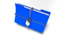 Folder with chain and padlock, hidden data, security, 3d render Royalty Free Stock Photo