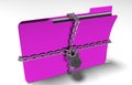 Folder with chain and padlock, hidden data, security, 3d render Royalty Free Stock Photo