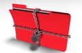 Folder with chain and padlock, hidden data, security, 3d render Royalty Free Stock Photo