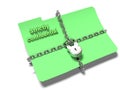 Folder with chain and padlock, hidden data, security, 3d render Royalty Free Stock Photo