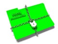 Folder with chain and padlock, hidden data, security, 3d render Royalty Free Stock Photo