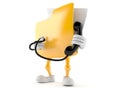 Folder character holding a telephone handset