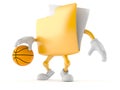 Folder character playing basketball