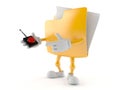 Folder character pushing button on white background Royalty Free Stock Photo