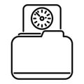 Folder clock icon outline . Work control