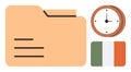 Folder with Clock and Irish Flag Representing Time Management and Organization Royalty Free Stock Photo