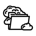 folder cloud hybrid work line icon vector illustration