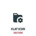 folder with cogwheel icon in a flat style. Vector illustration pictogram on white background. Isolated symbol suitable for mobile Royalty Free Stock Photo