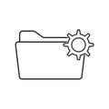Folder with cogwheel icon. Project management symbol. Vector illustration. Eps 10. Royalty Free Stock Photo