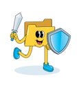 folder data protection groovy cartoon illustration Royalty Free Stock Photo