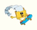 folder data skateboard groovy cartoon illustration Royalty Free Stock Photo