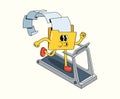 folder data treadmill groovy cartoon illustration Royalty Free Stock Photo