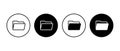 Folder data vector icon set. Outlone document directory symbol in circle