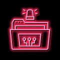 folder with debug report neon glow icon illustration Royalty Free Stock Photo
