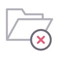 Folder delete vector color line icon