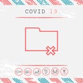 Folder delete or remove - line icon