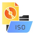 Folder with disk flat icon. File folder color icons in trendy flat style. Computer folder gradient style design