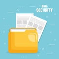 Folder document with internet security icons Royalty Free Stock Photo