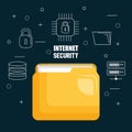 Folder document with internet security icons Royalty Free Stock Photo